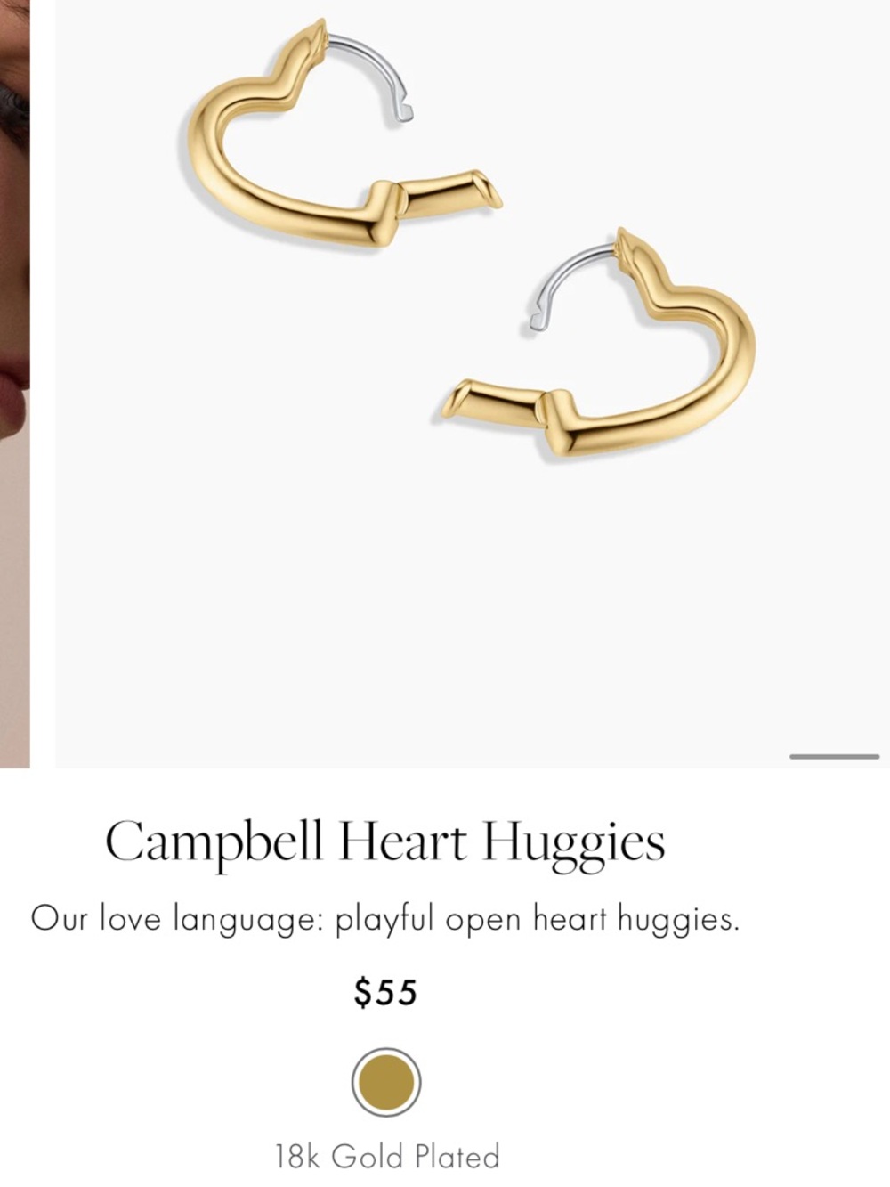 Gorjana Campbell Heart Huggies in Gold